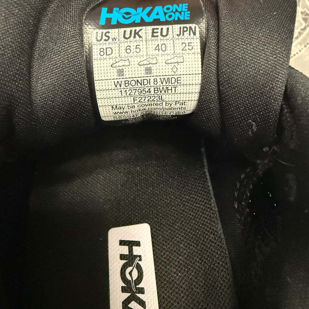 Hoka Bondi 8 Black White Running Shoes Women US 8D - Picture 7 of 11